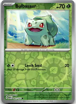 Bulbasaur 001/165 Common 151 Pokemon Reverse Holo Near Mint - Image 1