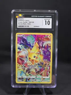 CGC Gem Mint 10 Pikachu Full Art Secret Rare Pokemon Crown Zenith 160/159 - Image 1