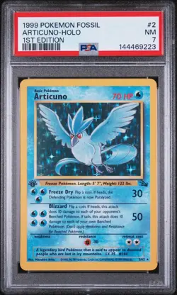 1999 Pokemon Fossil Articuno Holo 1st Edition PSA 7 2/62 - Image 1
