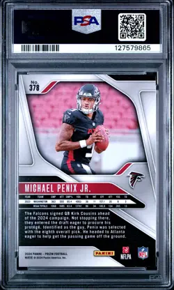 2024 Panini Prizm Michael Penix Jr. Rookie RC #378 GEM MT PSA 10 - Image 3