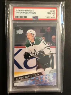 2020/21 UD UPPER DECK Jason Robertson #235 YOUNG GUNS ROOKIE RC STARS PSA 10 - Image 1