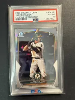 JACOB WILSON RC * 2023 Bowman Draft #BDC121 *Chrome Refractor * PSA 10 Gem Mint - Image 1