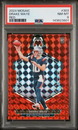 2024 DRAKE MAYE MOSAIC RED HOBBY EXCLUSIVE RC ROOKIE #303 PSA 8 MINT LOW POP - Image 1