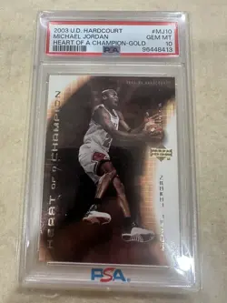 2003 Upper Deck Hardcourt Michael Jordan Heart of A Champion-Gold PSA 10 GEM MT - Image 1