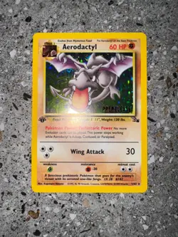 Pokemon TCG Prerelease 1st Edition Aerodactyl 1/62 Fossil Pre-release Holo - Image 3