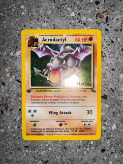 Pokemon TCG Prerelease 1st Edition Aerodactyl 1/62 Fossil Pre-release Holo - Image 4