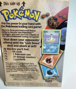 Pokemon Lockdown Theme Deck Wizards Of The Coast 1999 Box Coin Accessories Only - Image 4