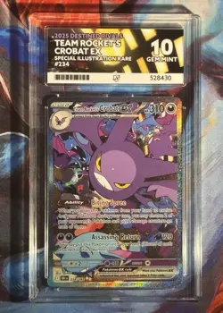 Pokemon TCG Team Rocket's Crobat Ex 234/182 Destined Rivals Ace 10 Gem Mint - Image 1