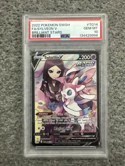 2022 POKEMON SWORD & SHIELD BRILLIANT STARS #TG14 FULL ART/SYLVEON V PSA 10 - Image 1