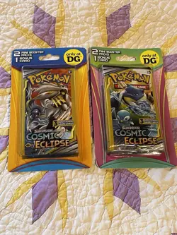 Pokemon Sun & Moon Cosmic Eclipse Lot Of 2 Hanger Packs 2021 (2 mini packs per) - Image 1