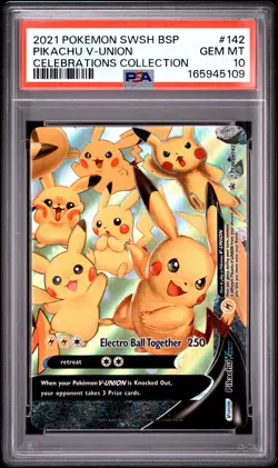 2021 POKEMON SWSH BLACK STAR PROMO #142 PIKACHU V-UNION PSA 10 - Image 1