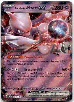 Team Rocket's Mewtwo ex 081/182 Double Rare Destined Rivals Pokemon NM - Image 1