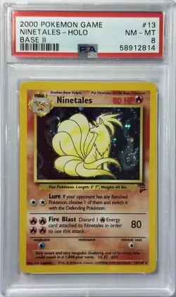 Ninetales Base Set 2 Pokemon 2000 WOTC Holo Card 13/130 PSA 8 NM-MT - Image 1