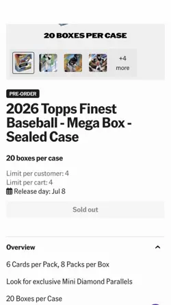 2026 Topps Finest Baseball Mega Box Case Sealed (20 Mega Boxes 1 Case) In Hand - Image 3