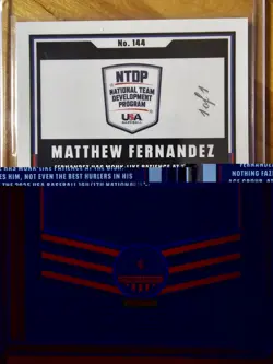 2026 Panini Stars & Stripes USA Matthew Fernandez Gold Vinyl 1/1 USA Baseball - Image 3