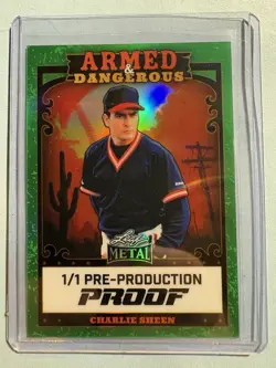 2026 Leaf Metal Charlie Sheen 1/1 Green Pre-Production Proof Armed & Dangerous🔥 - Image 1