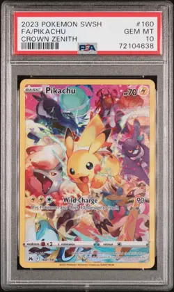 2023 Pokemon Sword And Shield Crown Zenith Pikachu #160 Full Art Foil PSA 10 - Image 1
