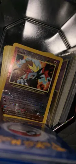 Nintendo Pokemon TCG Holo Card Lot w/ Tin: Entei, Nidoking Fossil English - Image 1