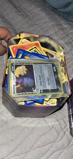 Nintendo Pokemon TCG Holo Card Lot w/ Tin: Entei, Nidoking Fossil English - Image 2