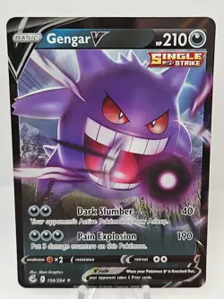 Gengar V 156/264 Ultra Rare Holo Card Swsh08: Fusion Strike Pokemon TCG NM/ Mint - Image 1