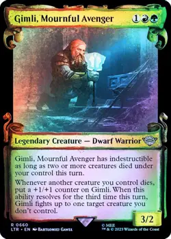MTG GIMLI, MOURNFUL AVENGER FOIL SHOWCASE SCROLL The Lord of the Rings NM - Image 1