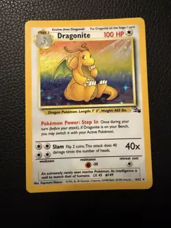 Pokemon TCG Dragonite Fossil Holo Rare Card 4/62 Unlimited MP Condition - Image 1