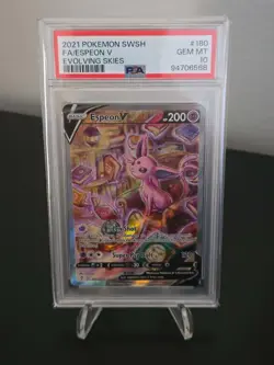 Pokemon 2021 Evolving Skies Espeon V 180/203 Alt Art Full Art Holo PSA 10 - Image 1