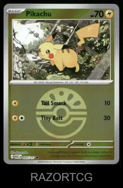 PIKACHU (FRIEND BALL) 055/217 HOLO C ASCENDED HEROES POKEMON REVERSE HOLO NM/M - Image 1