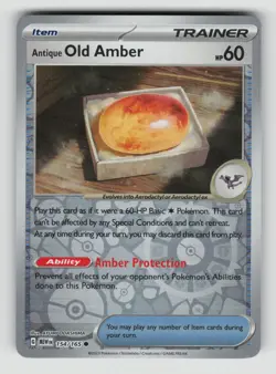 Antique Old Amber 154/165 Common 151 Pokemon Reverse Holo Near Mint - Image 1