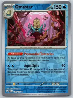 Omastar 139/165 Rare 151 Pokemon Reverse Holo Near Mint - Image 1