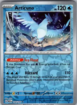 Articuno 144/165 Rare 151 Pokemon Reverse Holo Near Mint - Image 1