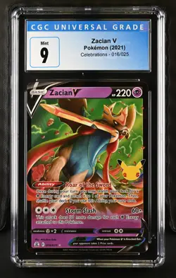 Zacian V 016/025 Holo Celebrations Pokemon CGC 9 Mint - Image 1