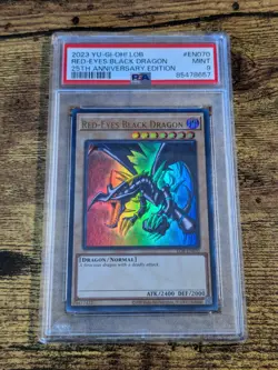 Yugioh LOB-EN070 25th anniversary Red-Eyes Black Dragon PSA 9 MINT - Image 1
