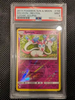 2019 Pokemon Sun & Moon Cosmic Eclipse Sylveon Reverse Holo Foil #155 PSA 9 - Image 1