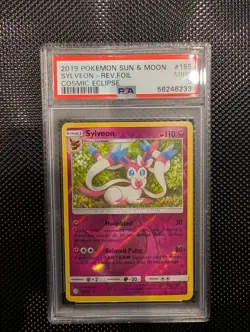 2019 Pokemon Sun & Moon Cosmic Eclipse Sylveon Reverse Holo Foil #155 PSA 9 - Image 3