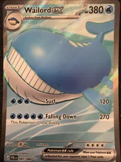 Wailord ex 097/084 Pitch Black Holo Full Art Ultra Rare Pokemon NM - Image 2