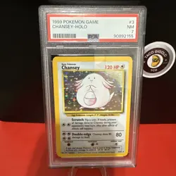 1999 Pokemon Base Set Chansey Holo 3/102 PSA 7 NM Vintage WOTC 🥚✨ - Image 1
