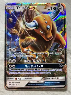 Pokemon TCG - Tauros GX - 100/149 - Ultra Rare - Sun & Moon - Image 1