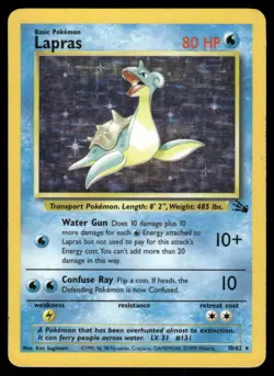 Pokemon Cards Lapras 10/62 Unlimited Holo Fossil WOTC Rare LP - Image 1