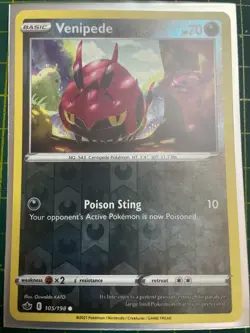 Pokemon Chilling Reign Venipede Reverse Holo Card 105/198 Common - Image 1