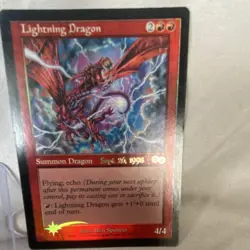 Wizards of the Coast Lightning Dragon Urza's Saga Prerelease Foil Rare 1998 - Image 1