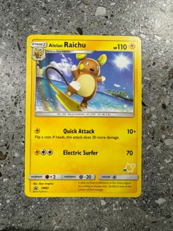 Pokemon TCG Cards Alolan Raichu SM65 (Pikachu Symbol 56) MINT - Image 1