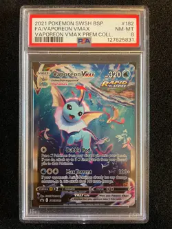 2021 Pokemon SWSH Promo Vaporeon VMAX #SWSH182 Alt Art PSA 8 - Image 1