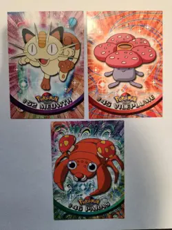 1999 Topps Pokemon TV Animation Series 1 #52 Meowth #45 Vileplume #46 Paras - Image 2