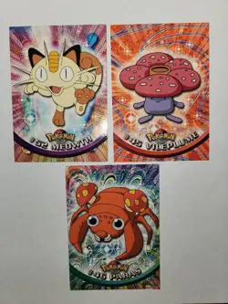 1999 Topps Pokemon TV Animation Series 1 #52 Meowth #45 Vileplume #46 Paras - Image 3