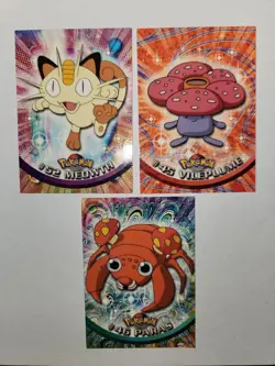 1999 Topps Pokemon TV Animation Series 1 #52 Meowth #45 Vileplume #46 Paras - Image 4