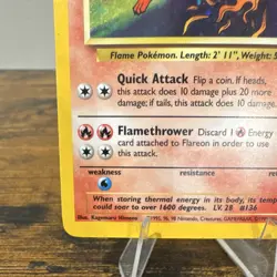 Wizards of the Coast Flareon 3/64 Jungle Unlimited Holo Rare Eng 70 HP 1999 - Image 5