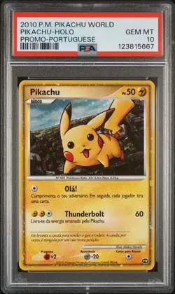 Pikachu Pokemon 2010 Holo PW Pikachu World Portuguese PSA 10 - Image 1