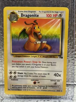 Pokemon TCG Fossil Dragonite 4/62 non holo Rare 100HP English 1999 - Image 1