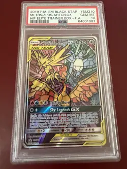 Pokemon SM Black Star Promo SM210 Moltres & Zapdos & Articuno GX PSA 10 - Image 1